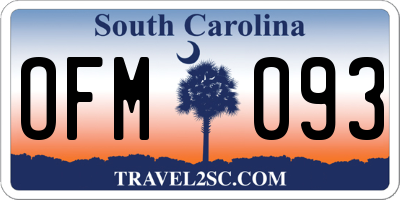 SC license plate OFM093