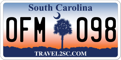 SC license plate OFM098