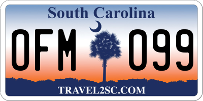SC license plate OFM099