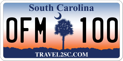 SC license plate OFM100