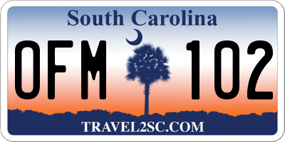 SC license plate OFM102