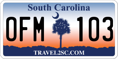 SC license plate OFM103