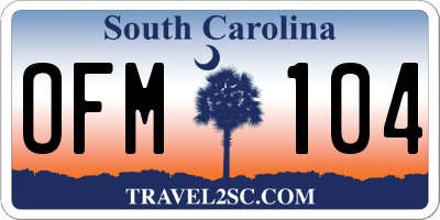 SC license plate OFM104