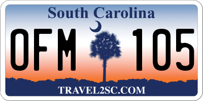 SC license plate OFM105