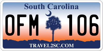 SC license plate OFM106