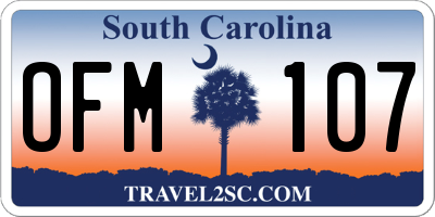 SC license plate OFM107