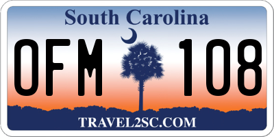 SC license plate OFM108