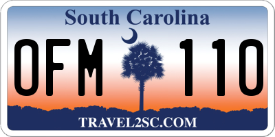 SC license plate OFM110
