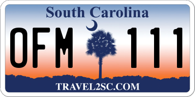 SC license plate OFM111