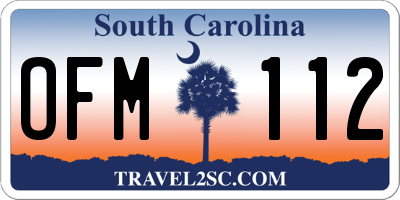 SC license plate OFM112