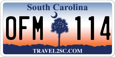 SC license plate OFM114