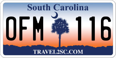 SC license plate OFM116