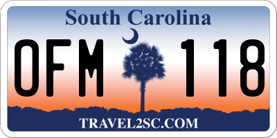 SC license plate OFM118