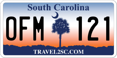SC license plate OFM121