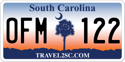 SC license plate OFM122