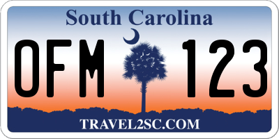 SC license plate OFM123
