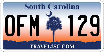 SC license plate OFM129