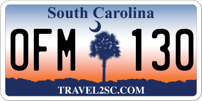 SC license plate OFM130