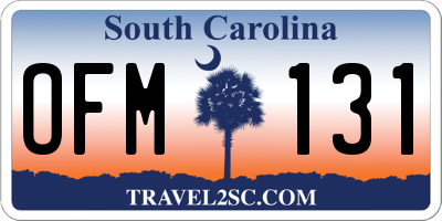 SC license plate OFM131