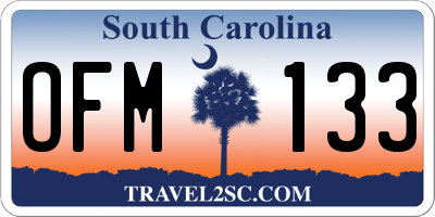 SC license plate OFM133