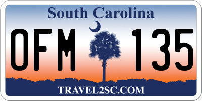 SC license plate OFM135