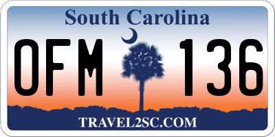 SC license plate OFM136