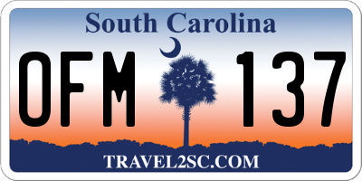 SC license plate OFM137