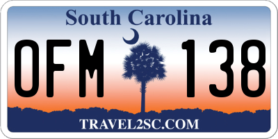 SC license plate OFM138
