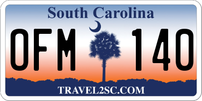 SC license plate OFM140