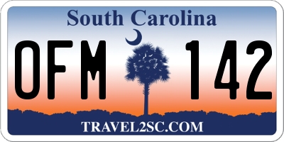 SC license plate OFM142