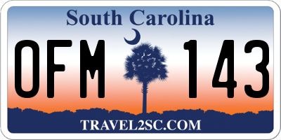 SC license plate OFM143