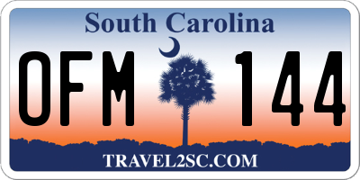 SC license plate OFM144