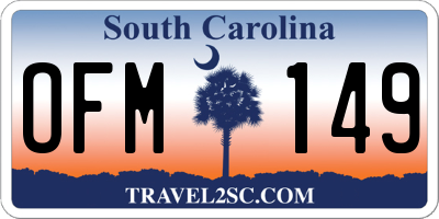 SC license plate OFM149