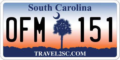 SC license plate OFM151