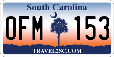 SC license plate OFM153
