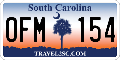 SC license plate OFM154