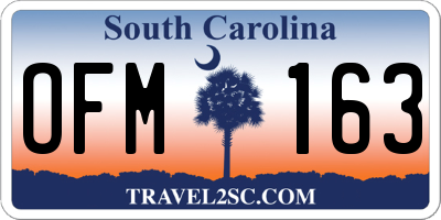 SC license plate OFM163
