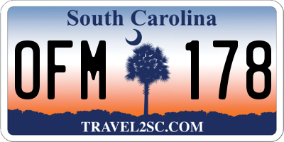 SC license plate OFM178