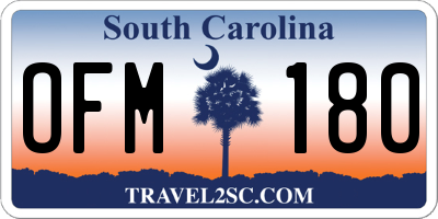 SC license plate OFM180