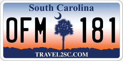 SC license plate OFM181