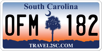 SC license plate OFM182