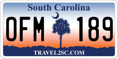 SC license plate OFM189
