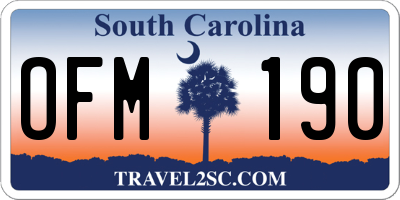 SC license plate OFM190