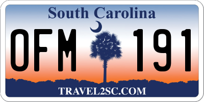 SC license plate OFM191