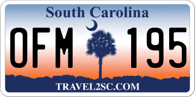 SC license plate OFM195