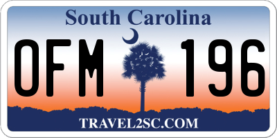 SC license plate OFM196