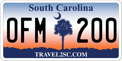 SC license plate OFM200