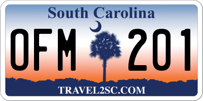 SC license plate OFM201