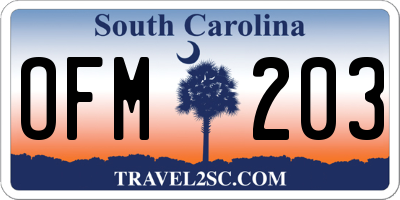 SC license plate OFM203