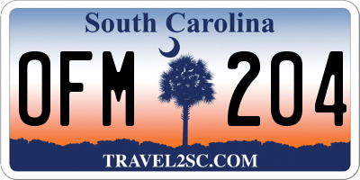 SC license plate OFM204